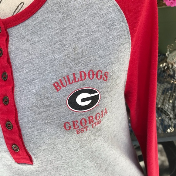Colosseum Athletics Red Grey Henley Button Long Sleeved UGA Georgia Top Size XL - Picture 7 of 14